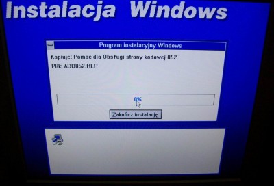 W tym miejscu instalacja zatrzymuje się na amen ,tu WIN 3.11