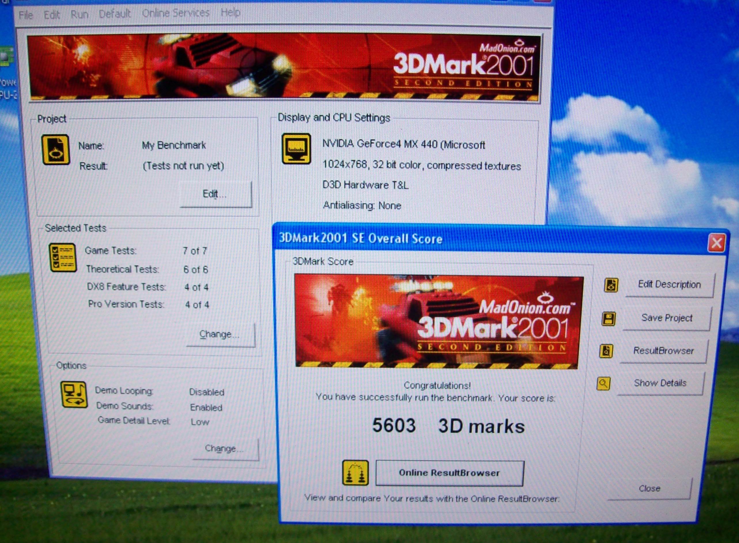 Wynik z sterownikiem z WIN XP