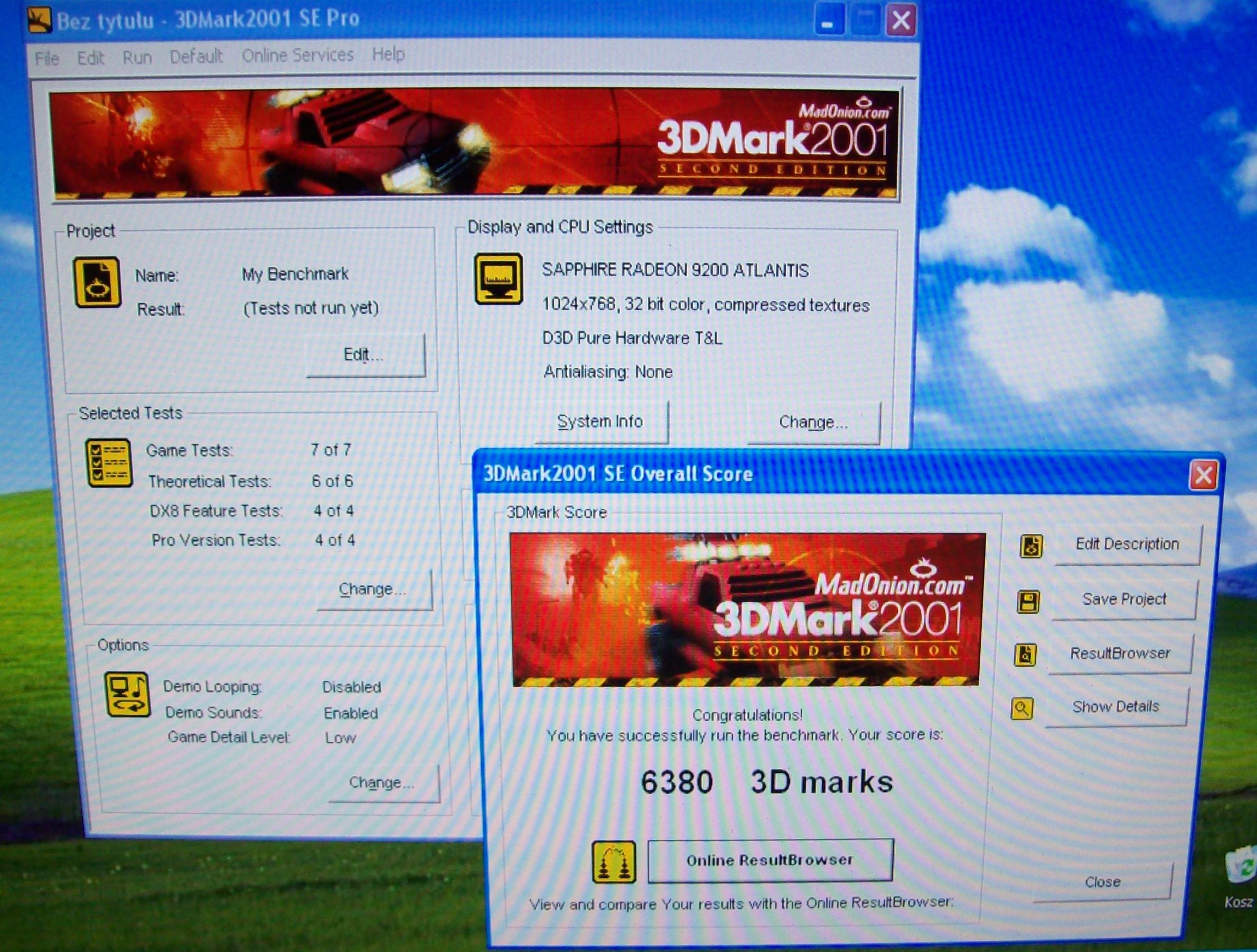 Radeon 9200 wynik z dedykowanymi sterownikami ATI